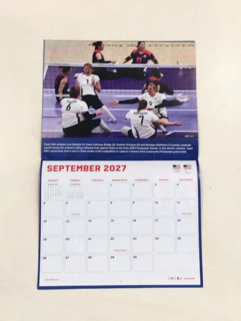 2027 Team USA 16-Month Wall Calendar 10.5